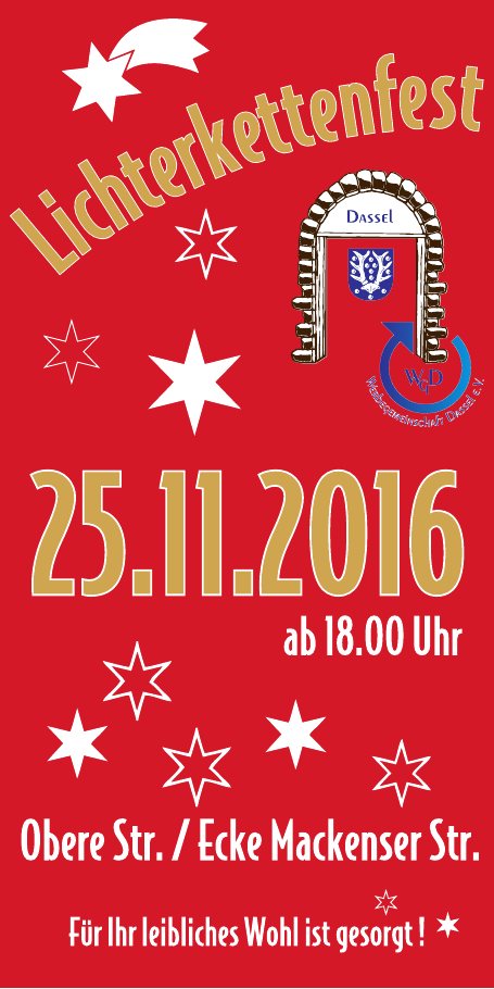 Flyer Lichterkettenfest am 25.11.2016, Obere Straße Ecke Mackenser Straße